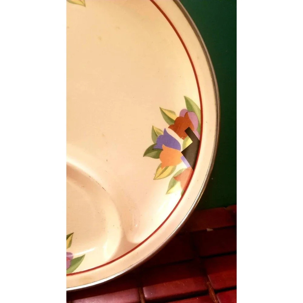 Vintage 1930s Child's 3 Compartment Warming Dish With Floral Pattern Farberware